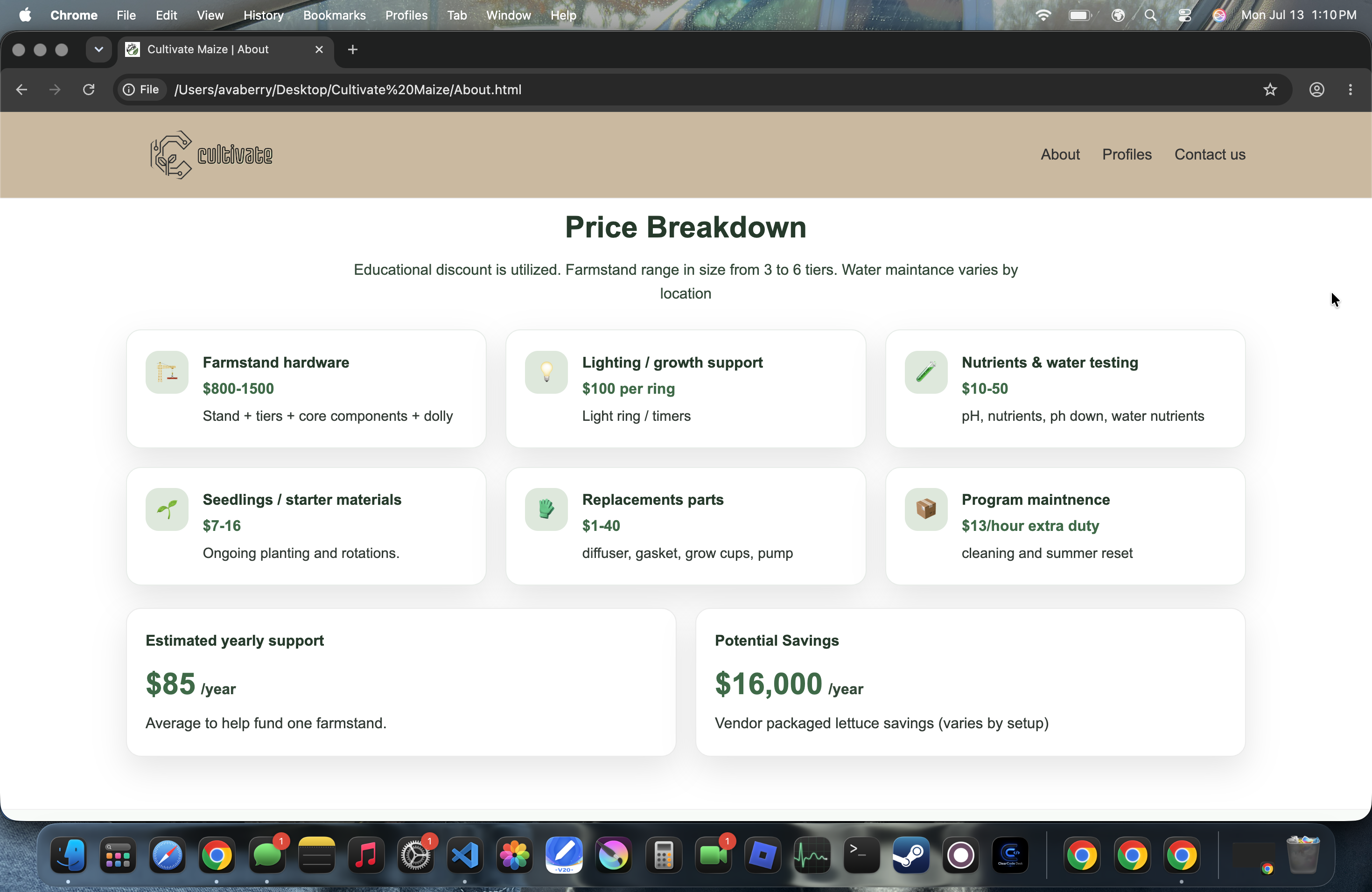 Cultivate Maize about page screenshot