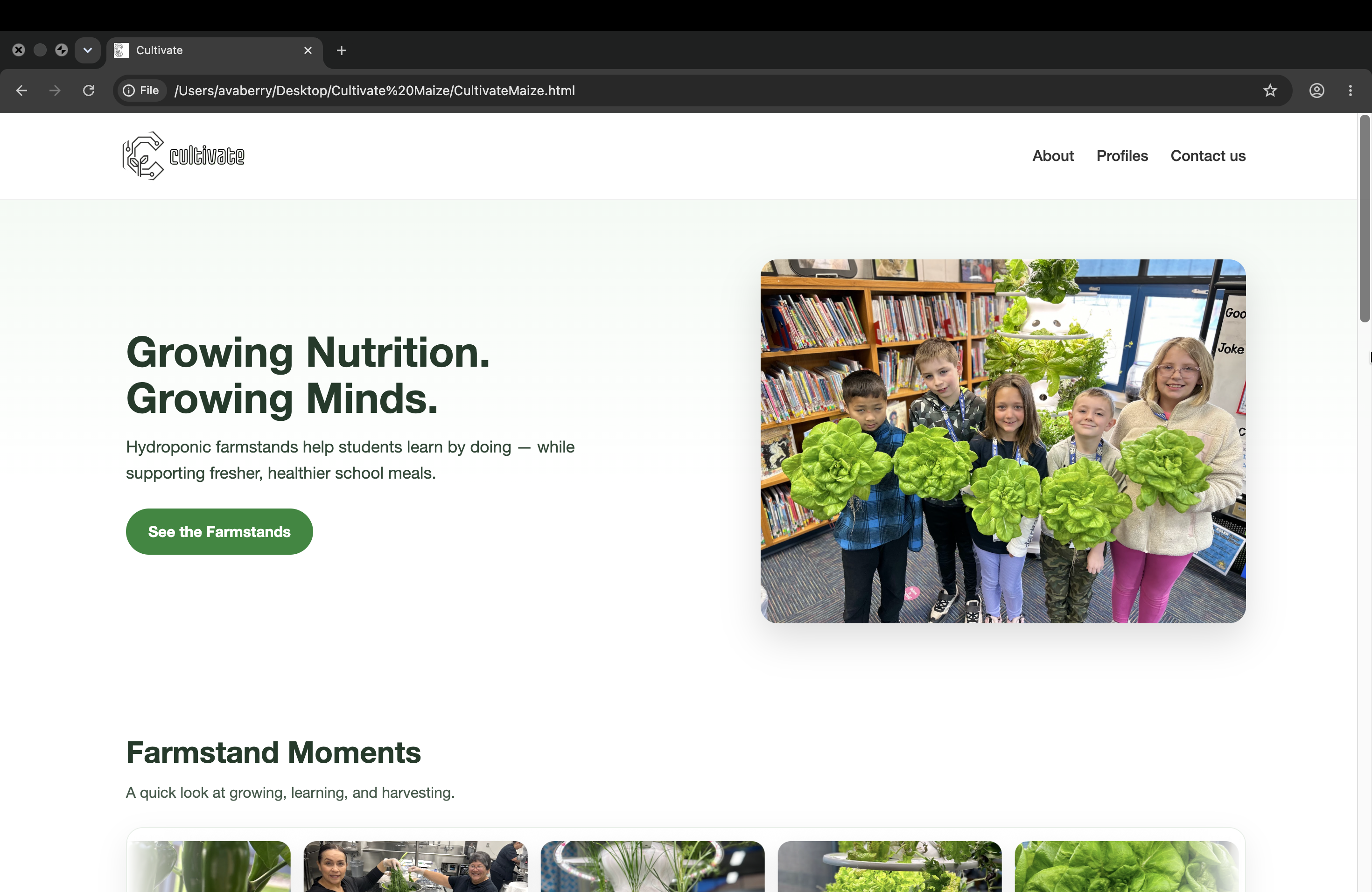Cultivate Maize homepage screenshot